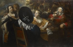Die fröhliche Gesellschaft Die fünf Sinne, Mitte des 17. Jahrhunderts von Jan Cossiers