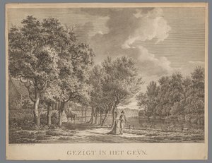 Landschaft mit einem Paar, das entlang des Ufers des Gein spaziert von Jan Evert Grave