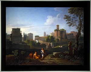 Satz von vier Capriccios; (4) Bögen von Konstantin und Titus, Turm des Kapitols, Tempel der Venus und der Uhrturm von Santa Francesca Romana