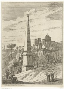 Italienisierende Landschaft mit Obelisk und Stadtansicht von Jan Frans van Bloemen