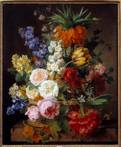 Blumen in einem Korb. Gemälde von Jan Frans Van Dael (1764-1840) von Jan Frans van Dael