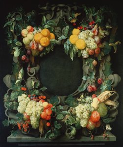 Fruchtgirlande um eine leere Nische von Jan Frans van Son