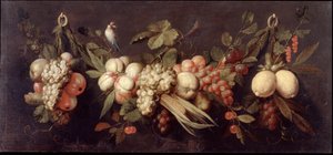 Stillleben mit Früchten und einem Vogel von Jan Frans van Son