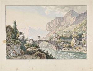 Ansicht der Brücke bei Saint Maurice in der Schweiz von Jan Gerard Waldorp
