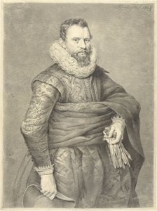 Porträt eines Mannes mit Handschuhen und Hut in der Hand, nach rechts von Jan Gerard Waldorp