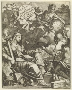Allegorie auf die Kirchen- und Weltgeschichte (Titelblatt für Willem Goeree, De kerklyke en weereldlyke historien. 1729)