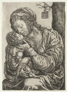 Die Jungfrau sitzt am Fuße eines Baumes, 1522 von Jan Gossaert