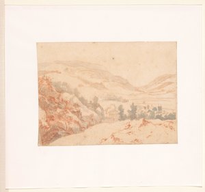 Hügellandschaft mit Blick auf ein Dorf von Jan Griffier (I)