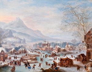 Winterszene mit Schlittschuhläufern von Jan Griffier