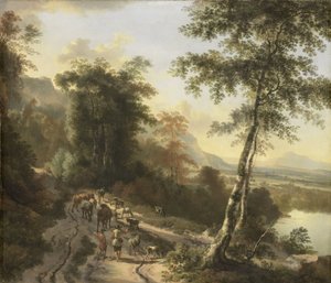 Landschaft mit Viehtreibern von Jan Hackaert