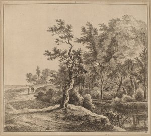 Landschaft mit einer kurvenreichen Straße von Jan Hackaert