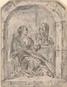 Pfeiferauchende Frau und ein Mann mit zwei Pfeifen von Jan Havicksz. Steen (possibly)