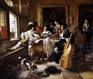 Familienkonzert. Szene in einem niederländischen Interieur. Gemälde von Jan Steen (1626-1679) 1666 Chicago, Art Institute of Chicago von Jan Havicksz. Steen