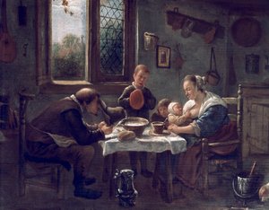 Gebet vor dem Mittagessen, von Jan Steen von Jan Havicksz. Steen