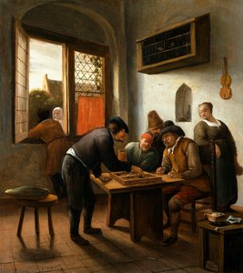 Tric-Trac-Spieler in einem Innenraum von Jan Havicksz. Steen