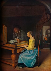 Eine junge Frau spielt einem jungen Mann Cembalo, 1659