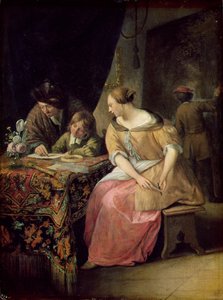 Innenraum mit einem Maler und seiner Familie