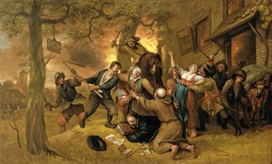Bauern und Soldaten vor einer Taverne - Eine Allegorie auf die Vergewaltigung der Niederlande