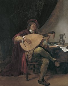Selbstporträt beim Lautenspiel, ca. 1665 von Jan Havickszoon Steen
