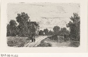 Landschaft mit einer Brücke über einen Kanal