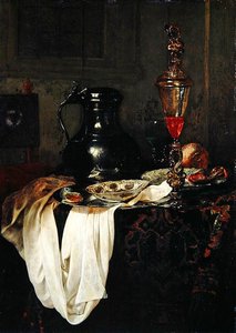 Stillleben mit Zinnkrug und Kelch mit Deckel von Jan Jansz Treck