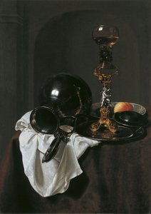 Stillleben mit Weinglas und Zinnkrug von Jan Jansz. Treck