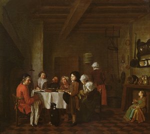 Innenraumszene, Familienmahlzeit von Jan Josef the Elder Horemans