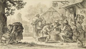 Kartenspiel der Bauern vor dem Gasthaus, 1624 von Jan Josephsz van Goyen