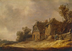 Landschaft mit einem Cottage und einer Scheune
