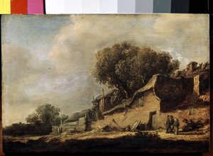 Landschaft mit einem Bauernhaus und einer Eiche von Jan Josephsz van Goyen