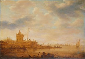 Flussansicht mit Wachposten von Jan Josephsz van Goyen