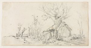 Skizze einer Landschaft mit Hütte, um 1630
