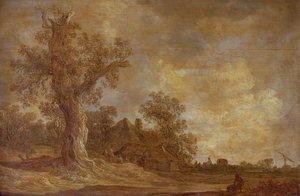 Bewaldete Landschaft mit Figuren und Eiche von Jan Josephsz van Goyen