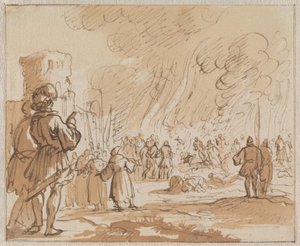 180 Katharer oder Albigenser werden 1210 außerhalb von Minerve verbrannt von Jan Luyken