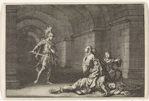 Caesonia wird mit ihrer Tochter von Lupus getötet von Jan Luyken