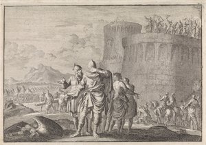 Hyrkanus, Simons Sohn, wendet sich ab während der Belagerung der Festung Dagon von Jan Luyken