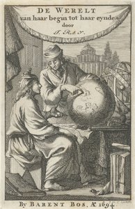 Zwei Männer studieren einen Globus von Jan Luyken