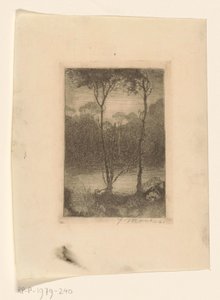 Zwei Bäume am Wasser von Jan Mankes (signed by artist)