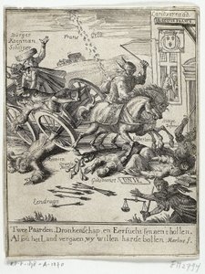 Karikatur über die vermeintliche Frankreichfreundlichkeit von Amsterdam, 1690 von Jan Marlois