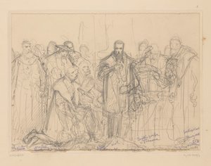 Das Flehen von Sigismund August um Verzicht auf Barbara, konzeptioneller Entwurf von Jan Matejko