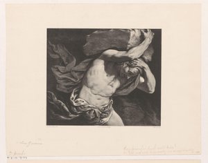 Sisyphus trägt einen Felsblock den Hügel hinauf