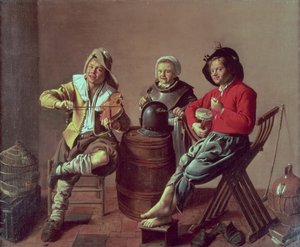 Zwei Jungen und ein Mädchen machen Musik von Jan Miense (attr. to) Molenaer