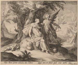 Hagar in der Wüste von einem Engel getröstet