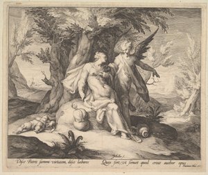 Hagar in der Wüste von einem Engel getröstet, ca. 1609
