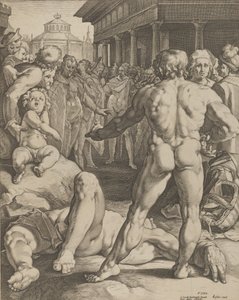Der Kampf zwischen Odysseus und Irus, ca. 1590 von Jan Muller