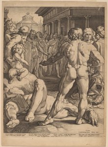 Der Kampf zwischen Odysseus und Irus von Jan Muller, after Cornelis Cornelisz van Haarlem