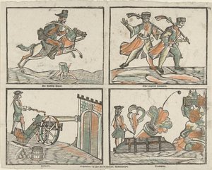 Vier Darstellungen mit Soldaten von Jan Nieuwenhuyzen