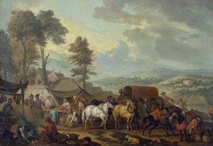 Piemontesische Soldaten in einem italienischen Dorf von Jan Peeter Verdussen