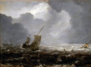 Fischerboote an einem windigen Tag von Jan Porcellis