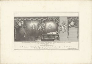 Rechte Seite des Saals mit dem Prunkbett von Prinz Wilhelm IV., 1751 von Jan Punt
